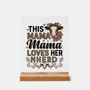 Panneau En Acrylique Mama Aime Son Troupeau Vintage Cow Maman Conceptio