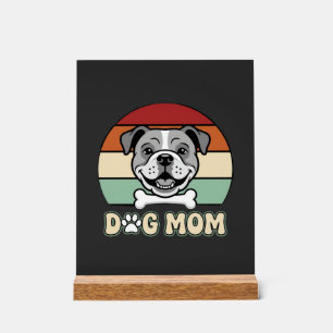 Panneau En Acrylique Maman Chien Rétro Bulldog Vectoriel