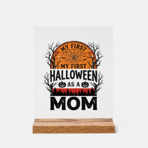 Panneau En Acrylique Maman Halloween Ma Première Vintage Fantomatique_1