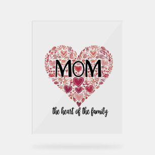 Panneau En Acrylique Maman, Le Coeur de la Famille - Mère significative