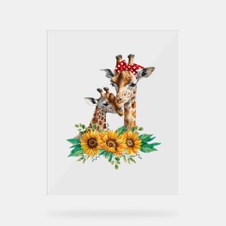Panneau En Acrylique Maman Tournesol Safari Afrique Animaux Enfants Mig