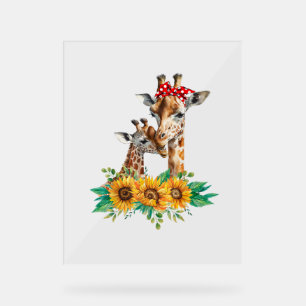 Panneau En Acrylique Maman Tournesol Safari Afrique Animaux Enfants Mig