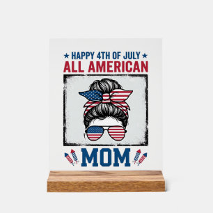 Panneau En Acrylique Maman tout à fait Américaine 4 juillet Vintage con