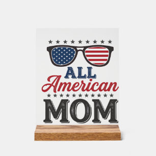 Panneau En Acrylique Maman tout à fait américaine Design de t-shirt vin
