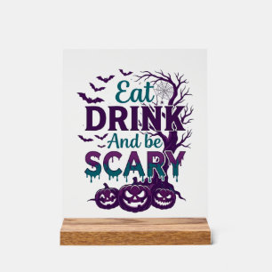 Panneau En Acrylique Manger Boire Être Effrayant Halloween Arbre Effray