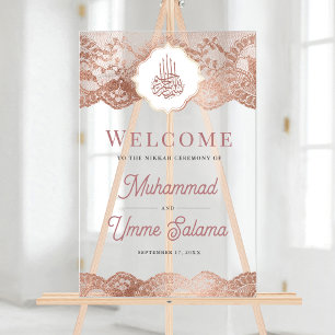 Panneau En Acrylique Marbre Rose Gold Lace Musulman Mariage Bienvenue