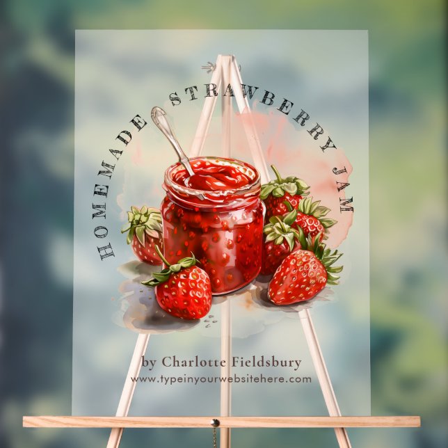 Panneau En Acrylique Marché rustique de confiture de fraises maison (Neutre)