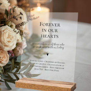 Panneau En Acrylique Mariage À jamais dans nos cœurs Mémorial