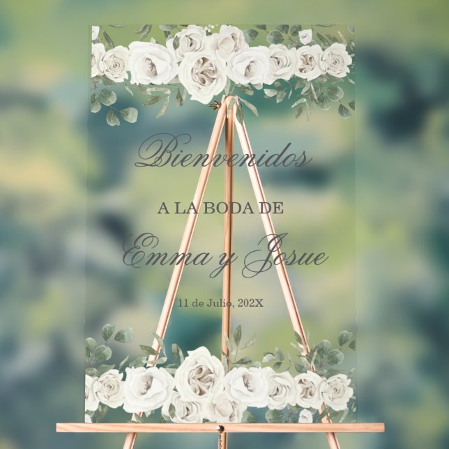 Panneau En Acrylique Mariage acrylique Mot de bienvenue en espagnol (Neutre)