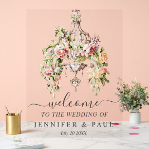 Panneau En Acrylique Mariage acrylique personnalisé avec lustre floral