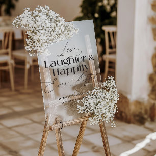 Panneau En Acrylique Mariage Amour Rires et Heureux à jamais