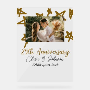 Panneau En Acrylique Mariage Anniversaire ajouter nom année image or ét
