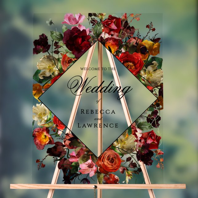 Panneau En Acrylique Mariage aux fleurs sombres et élégantes dans une a (Neutre)