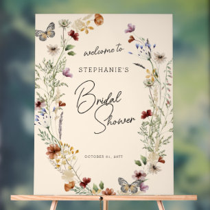 Panneau En Acrylique Mariage Bienvenue Fleurs Sauvages Bohème d'Automne