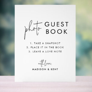 Panneau En Acrylique Mariage blanc du livre d'invités photo