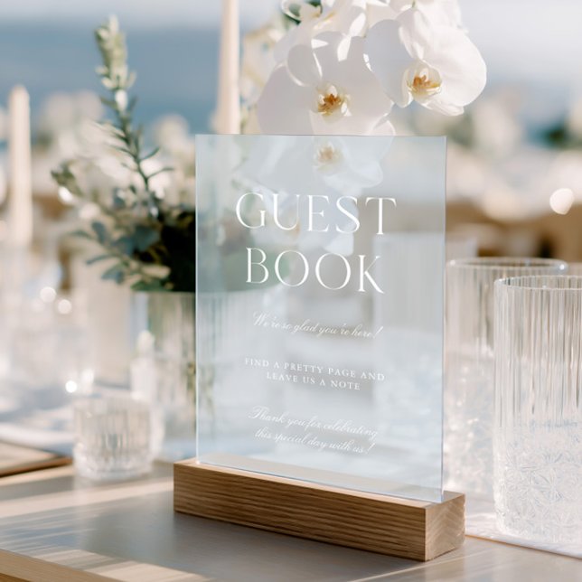 Panneau En Acrylique Mariage bleu clair et blanc Livre d'or Symbole acr (Light Blue & White Wedding Guest Book Acrylic Sign)