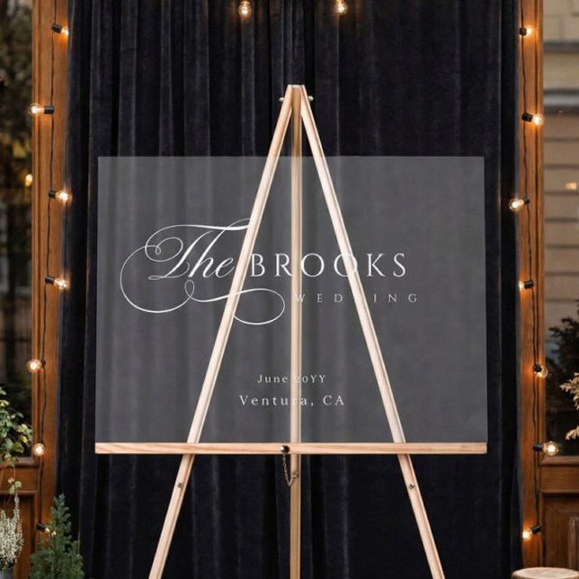 Panneau En Acrylique Mariage Calligraphique Transparent de Classe (Créateur téléchargé)