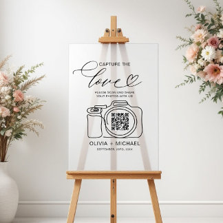 Panneau En Acrylique Mariage Capture L'Amour QR Code Photo Partager