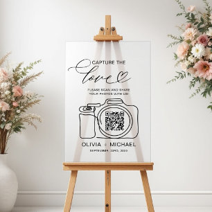 Panneau En Acrylique Mariage Capture L'Amour QR Code Photo Partager