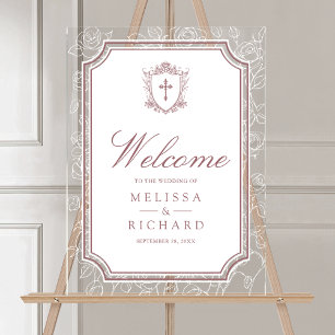 Panneau En Acrylique Mariage catholique victorien poussiéreux rose de b