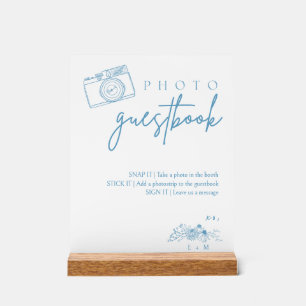 Panneau En Acrylique Mariage classique Floral Photo Guestbook Signal