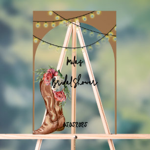 Panneau En Acrylique Mariage cow-boy rose floral 