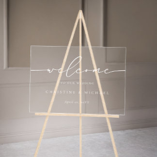Panneau En Acrylique Mariage d'accueil de script élégant horizontal