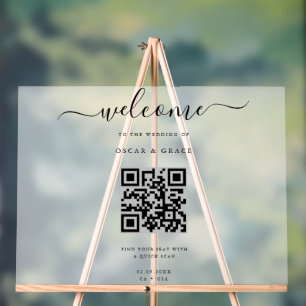 Panneau En Acrylique Mariage d'accueil givré avec code QR