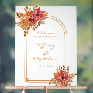 Panneau En Acrylique Mariage de automne d'arc Florals de Bourgogne