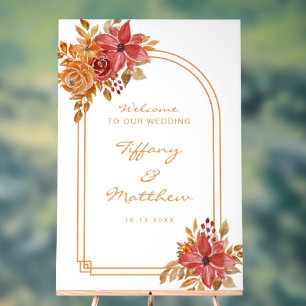 Panneau En Acrylique Mariage de automne d'arc Florals de Bourgogne