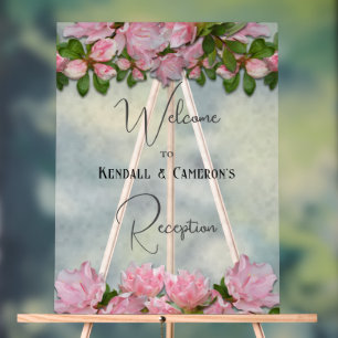 Panneau En Acrylique Mariage de bienvenue de réception Azaleas rose