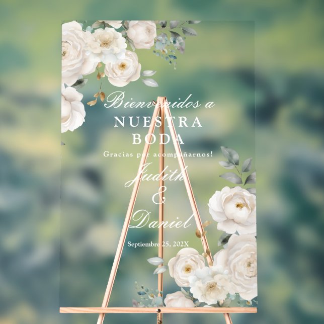 Panneau En Acrylique Mariage de bienvenue en espagnol (Neutre)