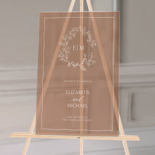 Panneau En Acrylique Mariage de bienvenue en terre cuite en poirier