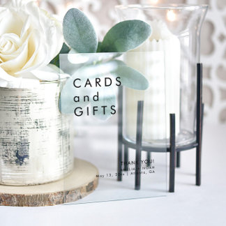 Panneau En Acrylique Mariage De Cartes Et Cadeaux Minimalistes Modernes