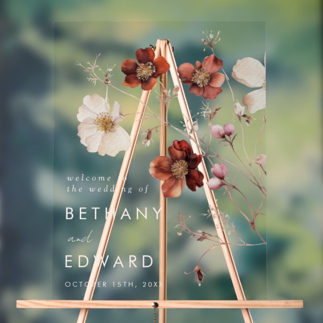 Panneau En Acrylique Mariage de champ Fleur sauvage d'automne (Neutre)