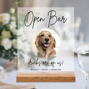 Panneau En Acrylique Mariage de chien de compagnie Boissons de bar ouve