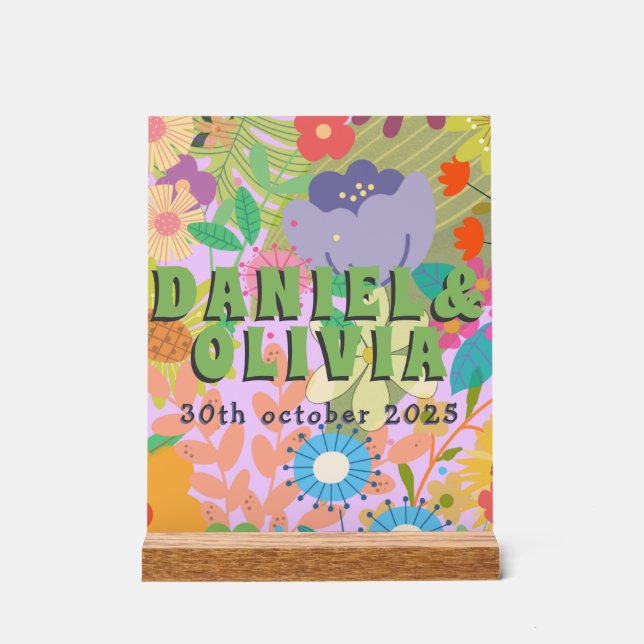 Panneau En Acrylique Mariage de fleurs (Recto)