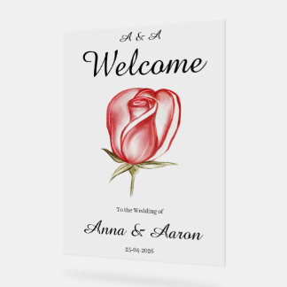 Panneau En Acrylique Mariage de Jardin Rose Printemps Été Bienvenue