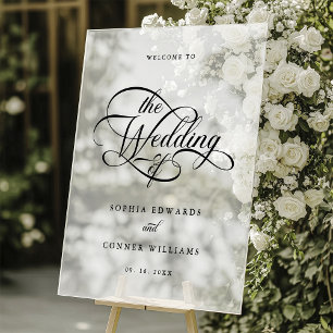 Panneau En Acrylique Mariage de script élégant et délicat Accueil Frost
