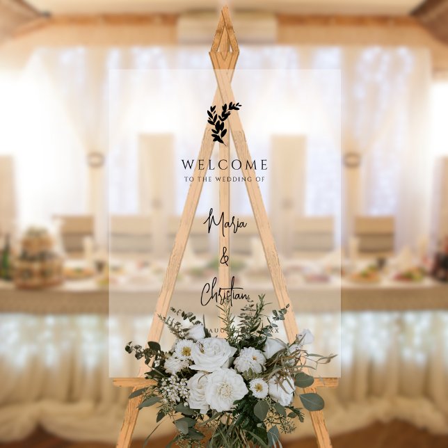 Panneau En Acrylique Mariage de script élégant Palm Tree (Créateur téléchargé)