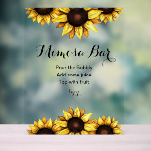 Panneau En Acrylique Mariage de tournesol Mimosa Bar