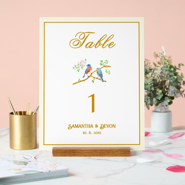 Panneau En Acrylique Mariage des merles bleus (Mariage)