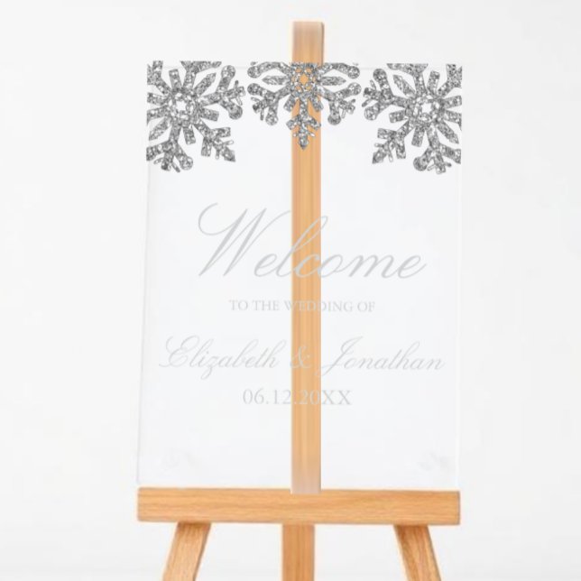 Panneau En Acrylique Mariage d'hiver à flocon d'argent (Créateur téléchargé)