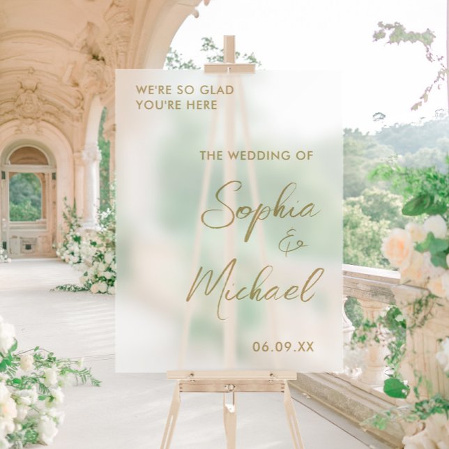 Panneau En Acrylique Mariage d'or Bienvenue gelé (Créateur téléchargé)