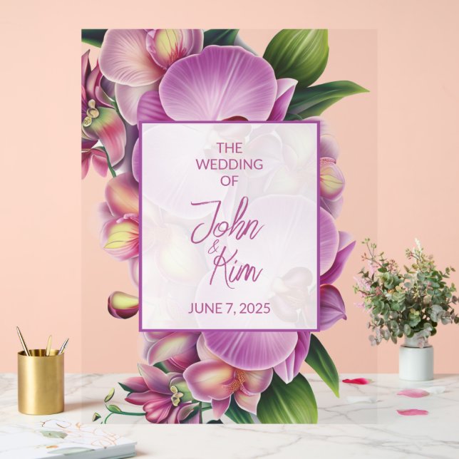 Panneau En Acrylique Mariage d'orchidées florales (Mariage)