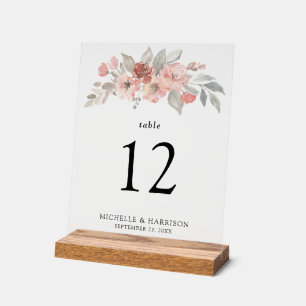 Panneau En Acrylique Mariage Élégant Aquarelle Florale Rose Pâle