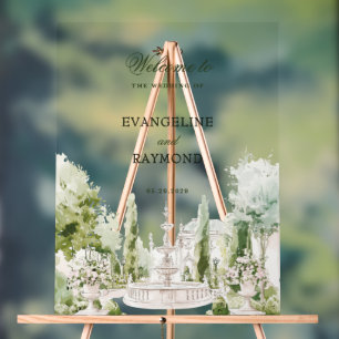 Panneau En Acrylique Mariage élégant dans un jardin de manoir à l'aquar