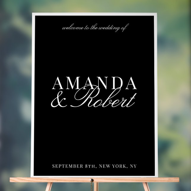 Panneau En Acrylique Mariage élégant et chic noir et blanc (Neutre)