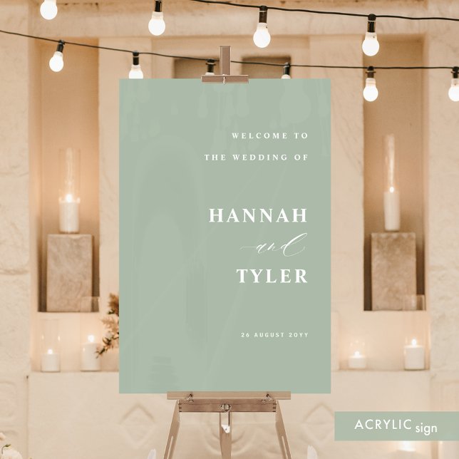 Panneau En Acrylique Mariage élégant et moderne Accueil Vert pâle (Créateur téléchargé)