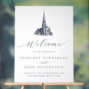 Panneau En Acrylique Mariage Élégant et Vintage à l'Église de Bienvenue